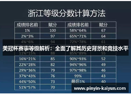 美冠杯赛事等级解析：全面了解其历史背景和竞技水平